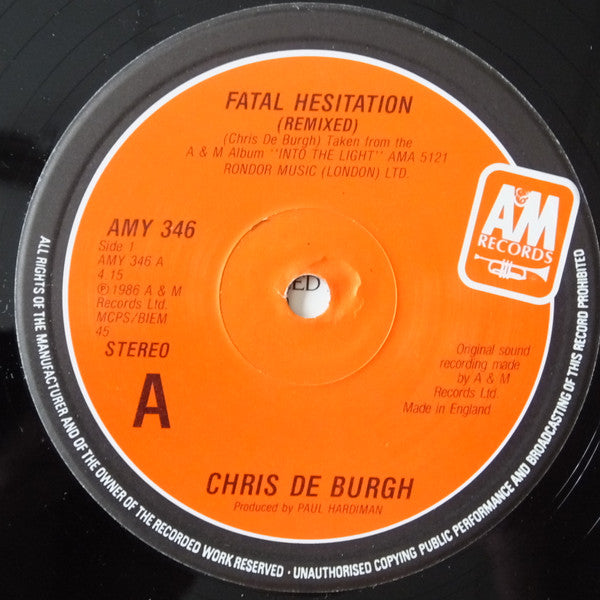 Chris de Burgh : Fatal Hesitation (12", Single)