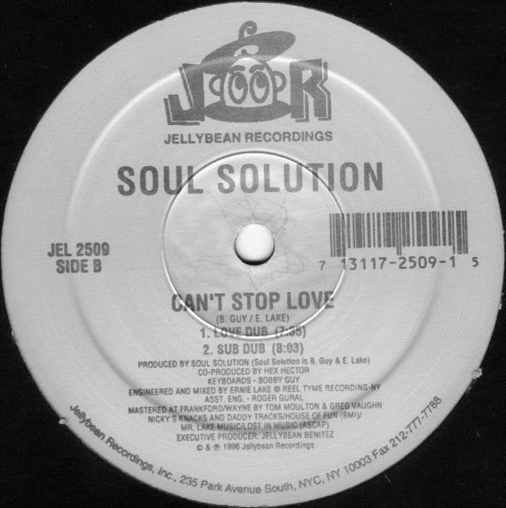 Soul Solution : Can't Stop Love (12")