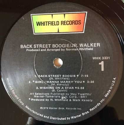 Jr. Walker* : Back Street Boogie (LP, Album, Promo)