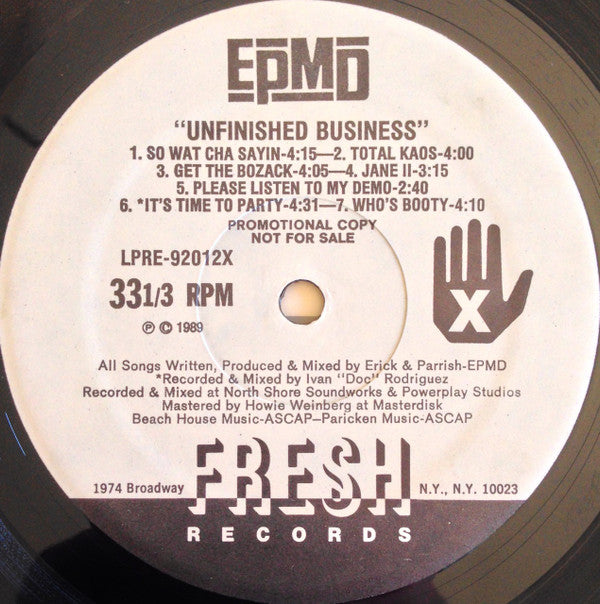 EPMD : Unfinished Business (LP, Album, Promo)