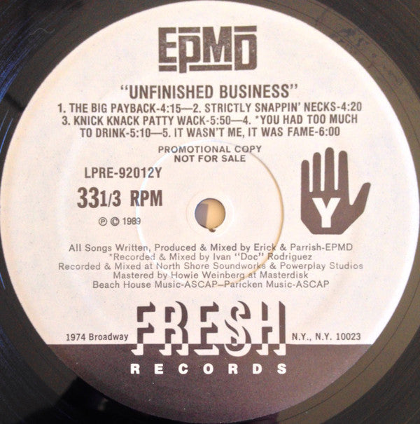 EPMD : Unfinished Business (LP, Album, Promo)