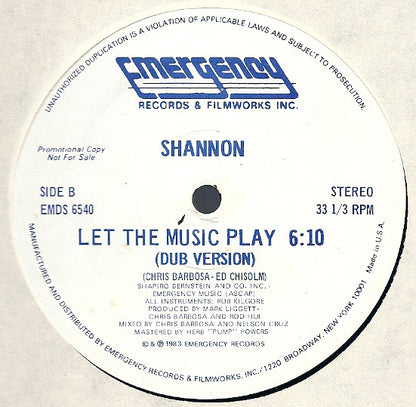 Shannon : Let The Music Play (12", Promo)