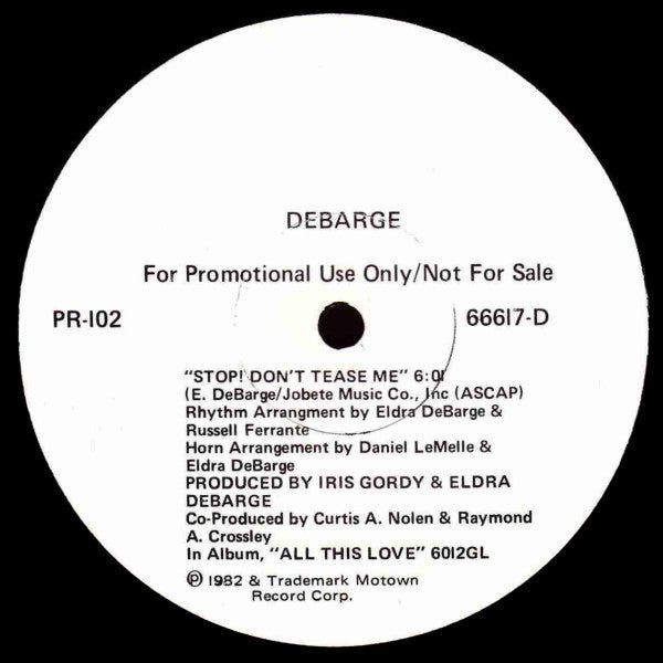 DeBarge : Stop! Don't Tease Me (12", Promo)
