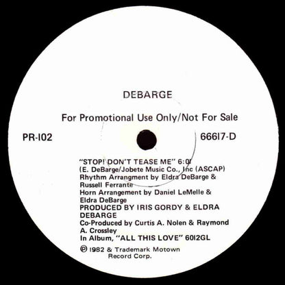 DeBarge : Stop! Don't Tease Me (12", Promo)