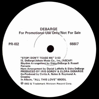 DeBarge : Stop! Don't Tease Me (12", Promo)