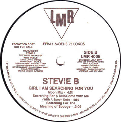 Stevie B : Girl I Am Searching For You (12", Promo)