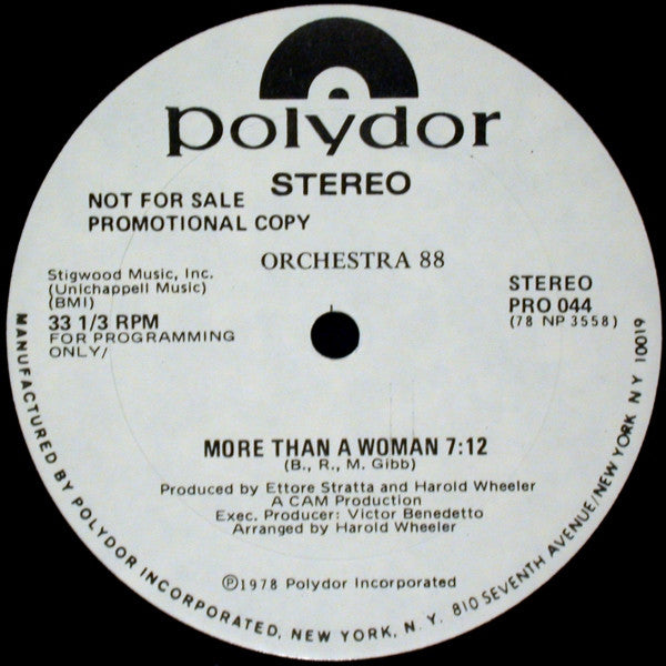 Orchestra 88 : Manhattan Skyline / More Than A Woman (12", Promo)