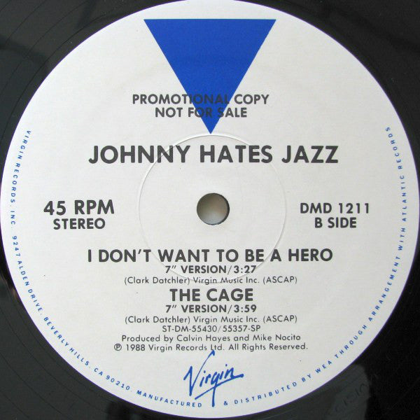 Johnny Hates Jazz : I Don't Want To Be A Hero (12", Promo)