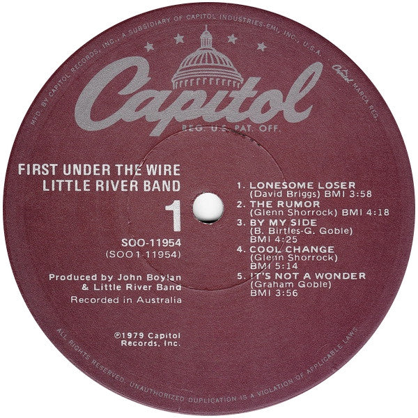 Little River Band : First Under The Wire (LP, Album, Los)