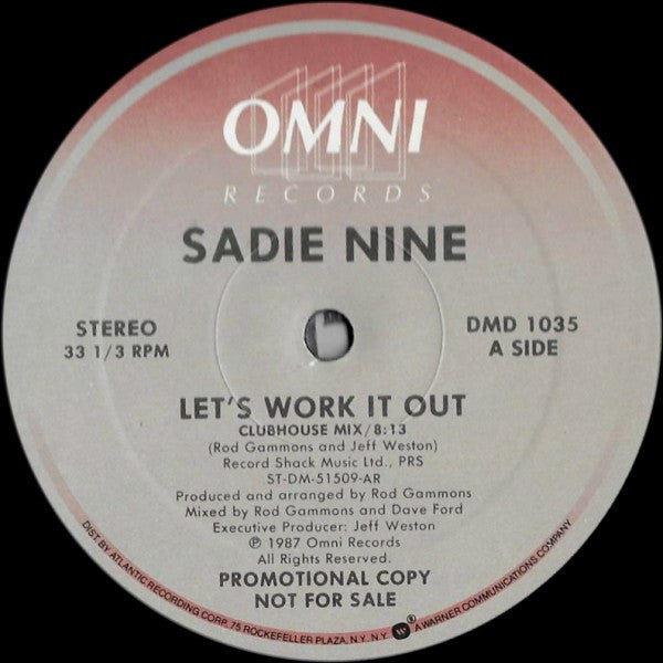 Sadie Nine : Let's Work It Out (12", Single, Promo)