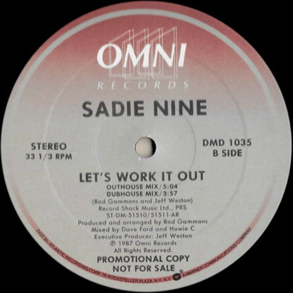 Sadie Nine : Let's Work It Out (12", Single, Promo)