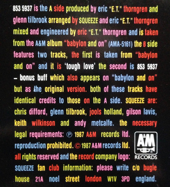Squeeze (2) : 853 5937 (12", Single)