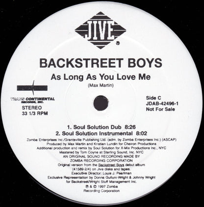 Backstreet Boys : As Long As You Love Me (2x12", Promo)