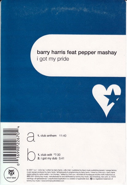 Barry Harris Feat. Pepper Mashay : I Got My Pride (12")