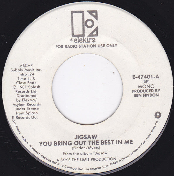 Jigsaw (3) : You Bring Out The Best In Me (7", Single, Promo, SP)