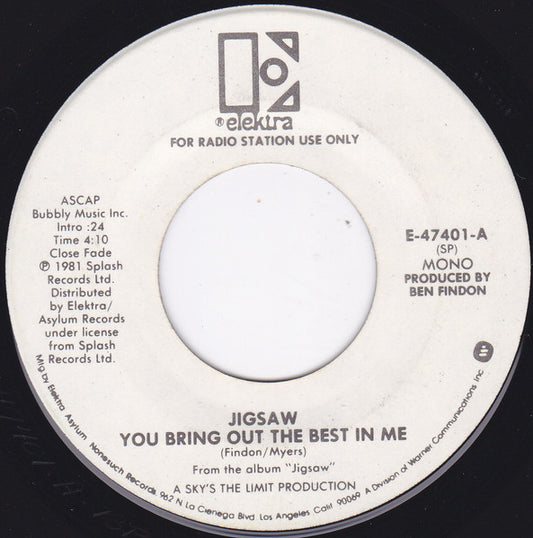 Jigsaw (3) : You Bring Out The Best In Me (7", Single, Promo, SP)