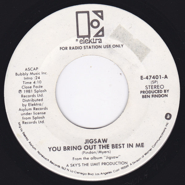 Jigsaw (3) : You Bring Out The Best In Me (7", Single, Promo, SP)