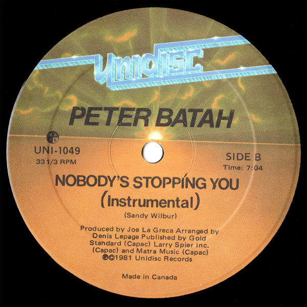 Peter Batah : Nobody's Stopping You (12")