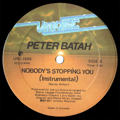 Peter Batah : Nobody's Stopping You (12")