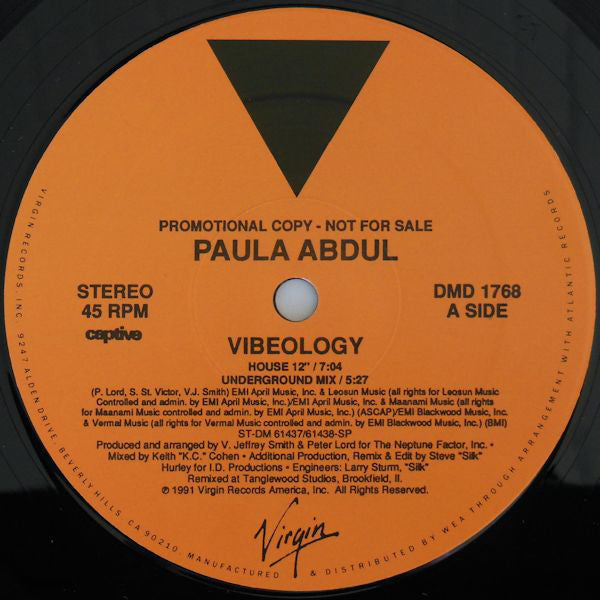 Paula Abdul : Vibeology (12", Promo)