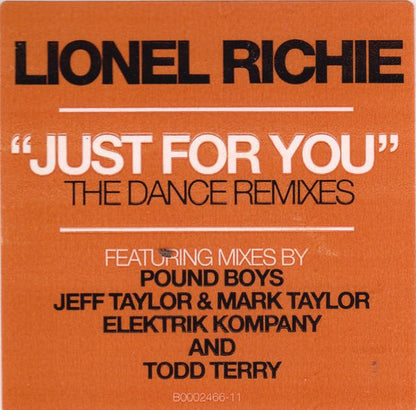 Lionel Richie : Just For You - The Dance Remixes (2x12")