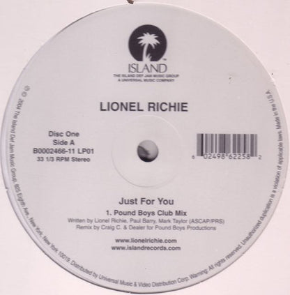 Lionel Richie : Just For You - The Dance Remixes (2x12")