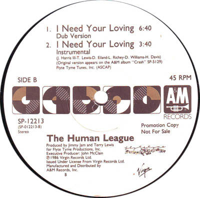 The Human League : I Need Your Loving (12", Single, Promo, Mid)
