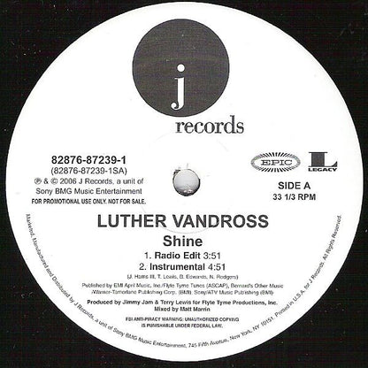 Luther Vandross : Shine (12", Promo)