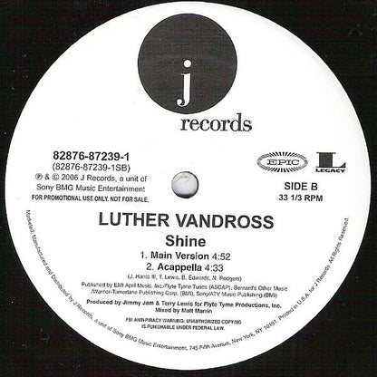 Luther Vandross : Shine (12", Promo)