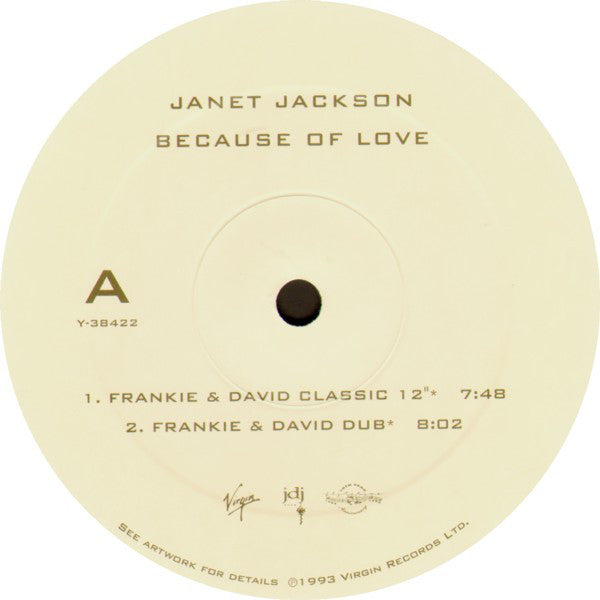 Janet Jackson : Because Of Love (12", Single)
