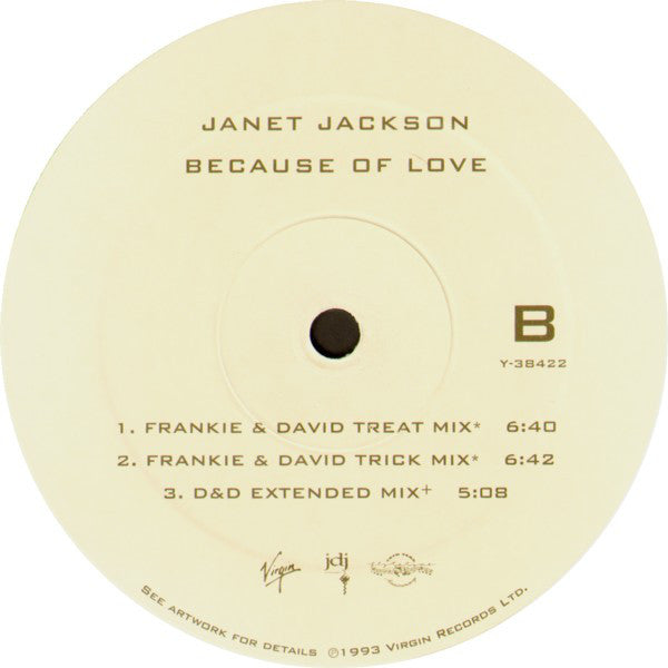 Janet Jackson : Because Of Love (12", Single)