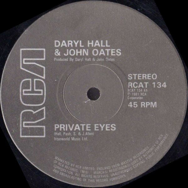 Daryl Hall John Oates* : Private Eyes (12", Single)