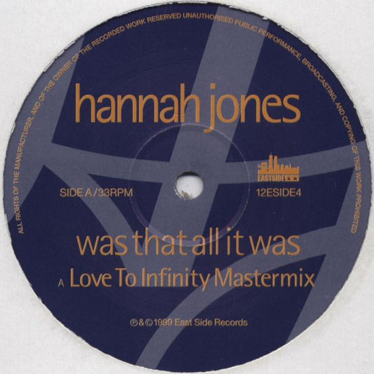 Hannah Jones : Was That All It Was (12")