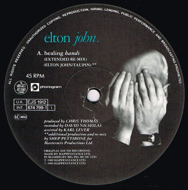 Elton John : Healing Hands (12", Single)