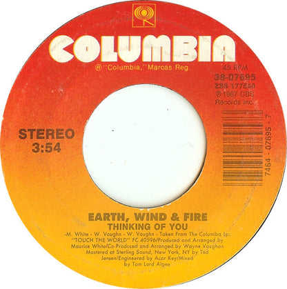 Earth, Wind & Fire : Thinking Of You (7", Styrene)