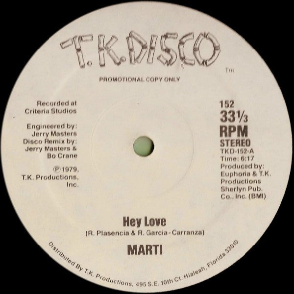 Marti : Hey Love (12", Promo)