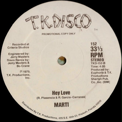 Marti : Hey Love (12", Promo)