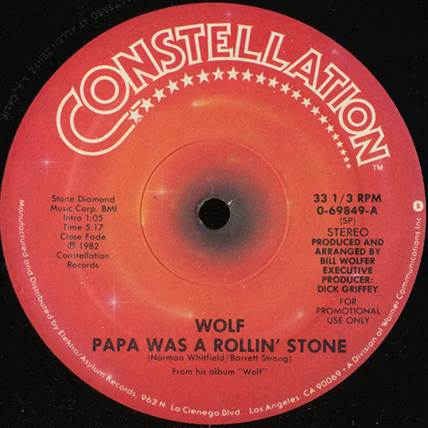 Bill Wolfer : Papa Was A Rollin' Stone (12", Mono, Promo)