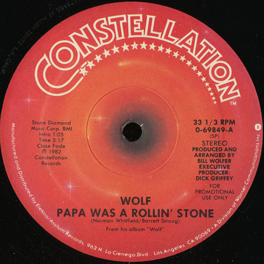 Bill Wolfer : Papa Was A Rollin' Stone (12", Mono, Promo)