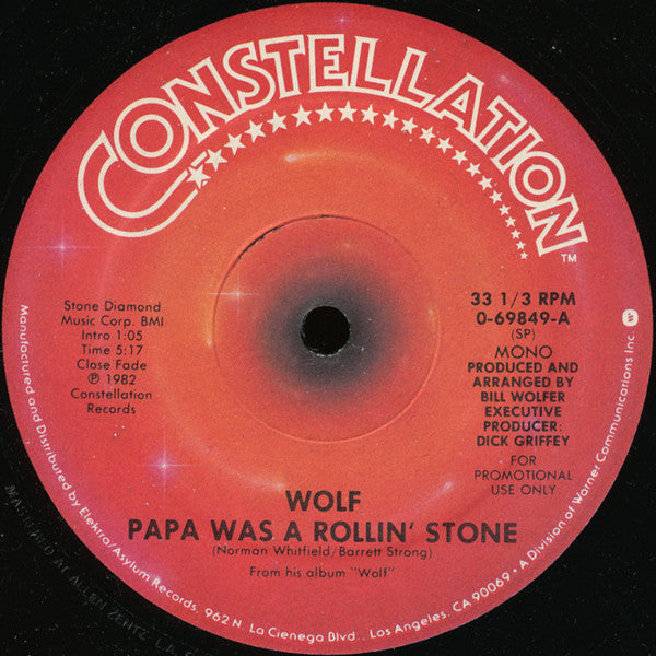 Bill Wolfer : Papa Was A Rollin' Stone (12", Mono, Promo)