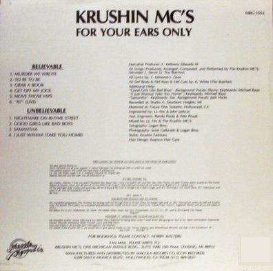 Krushin MC's : For Your Ears Only (LP, Album, Promo)