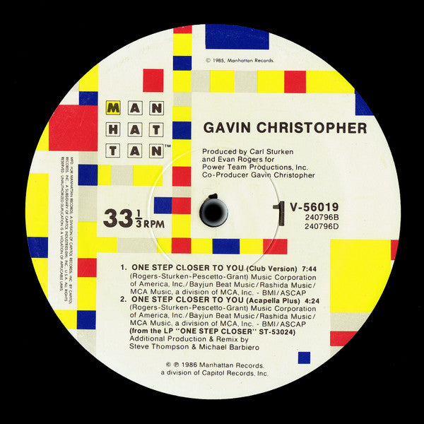 Gavin Christopher : One Step Closer To You (12", Maxi)