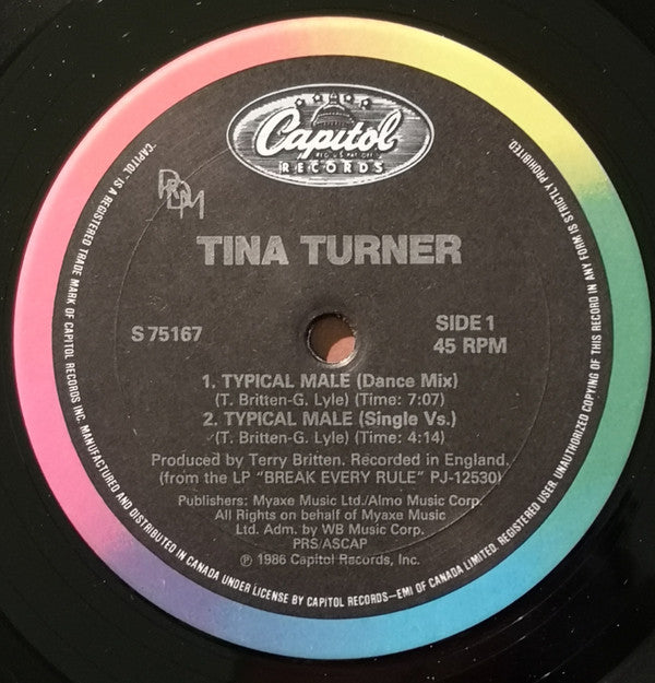 Tina Turner : Typical Male (12", Single)