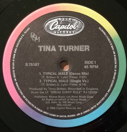 Tina Turner : Typical Male (12", Single)
