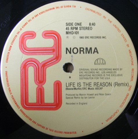 Norma* : Life Is The Reason (Remix) (12", Single)