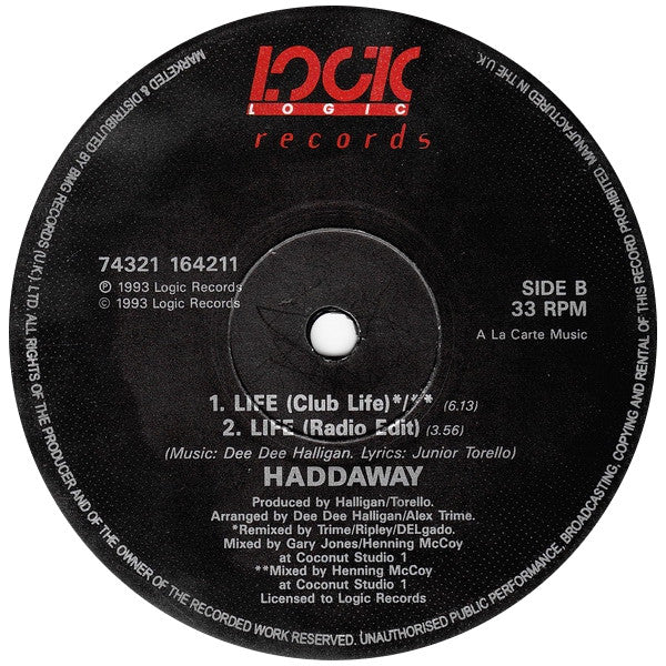 Haddaway : Life (12")