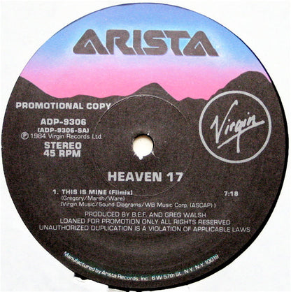 Heaven 17 : This Is Mine (Remix Versions) (12", Promo)