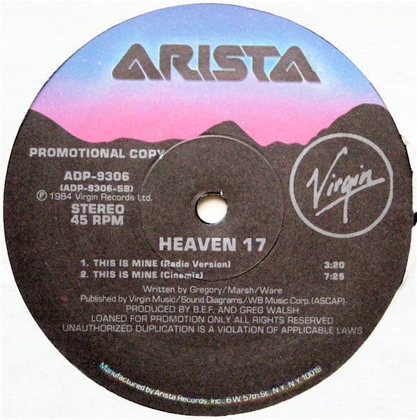 Heaven 17 : This Is Mine (Remix Versions) (12", Promo)