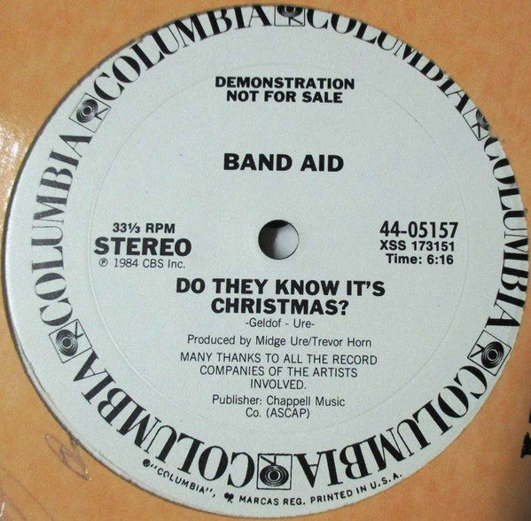 Band Aid : Do They Know It's Christmas? (12", Single, Promo)