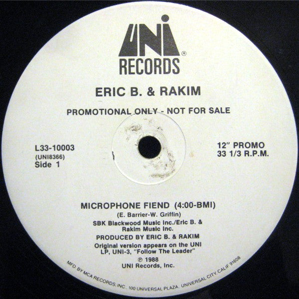 Eric B. & Rakim : Microphone Fiend (12", Promo)